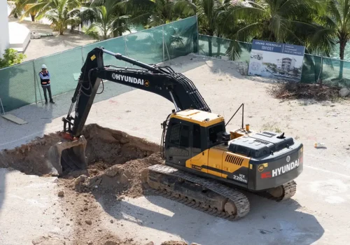 imagen de excavación para hacer un estacionamiento